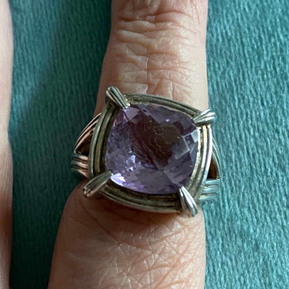 Sterling Silver and Amethyst Cocktail Ring Size 7